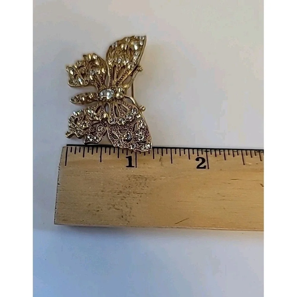 1928 Brand Brooch Butterfly Rhinestones‎ Gold Tone Sparkles Gift Shimmers